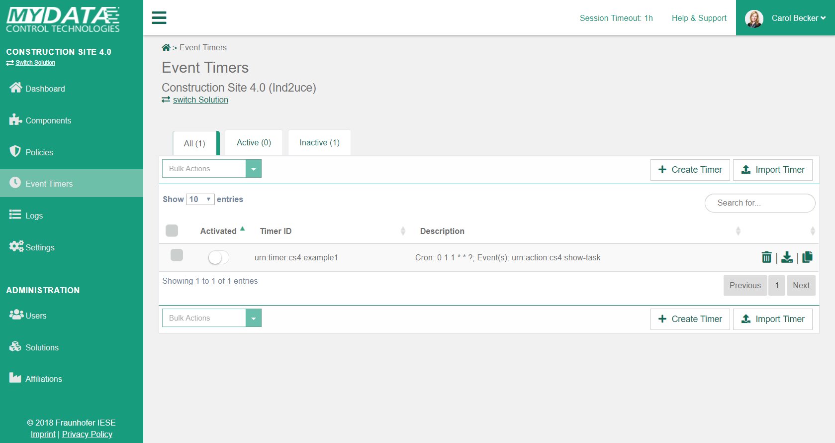 timer overview